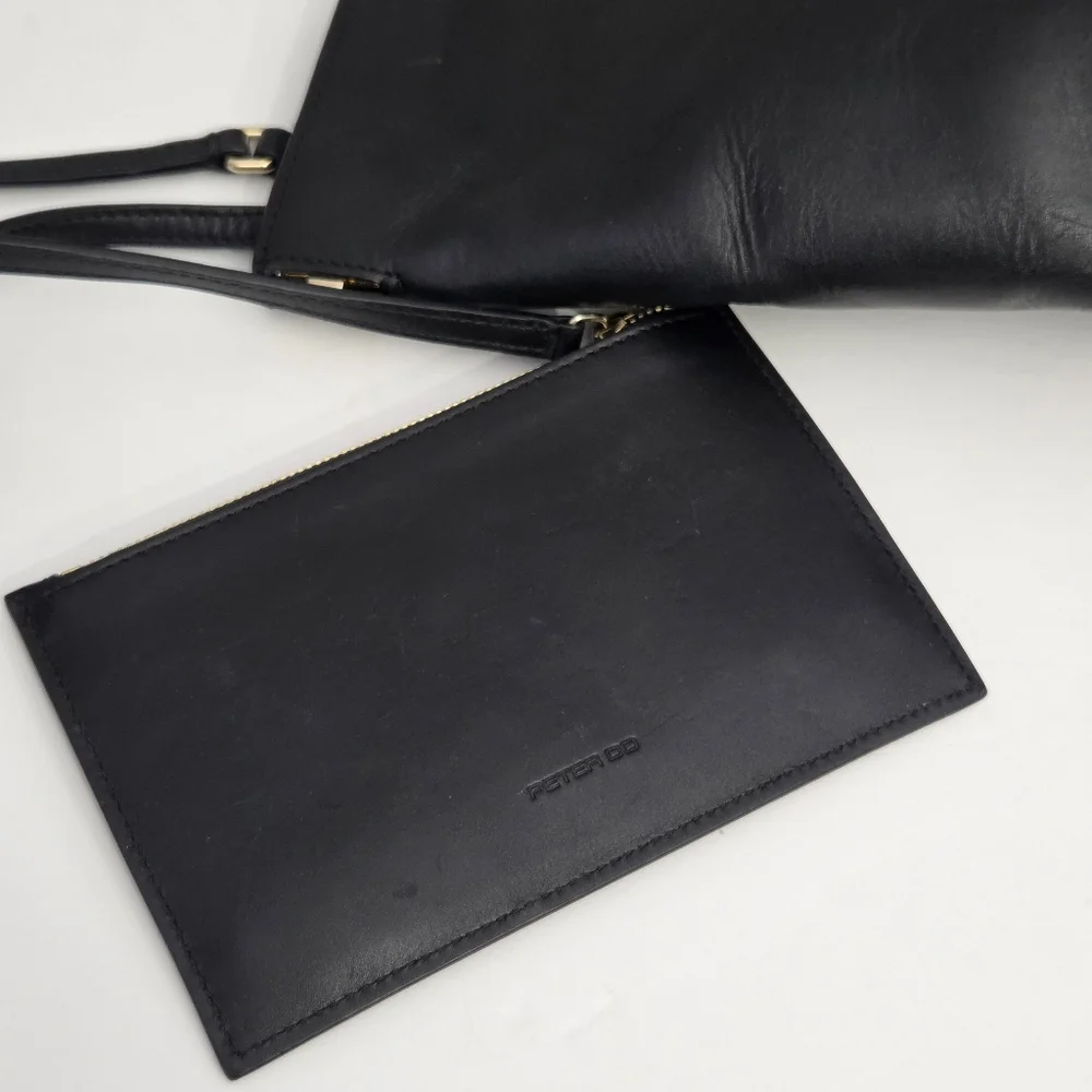 PETER DO HINGED LEATHER BAG - BLACK